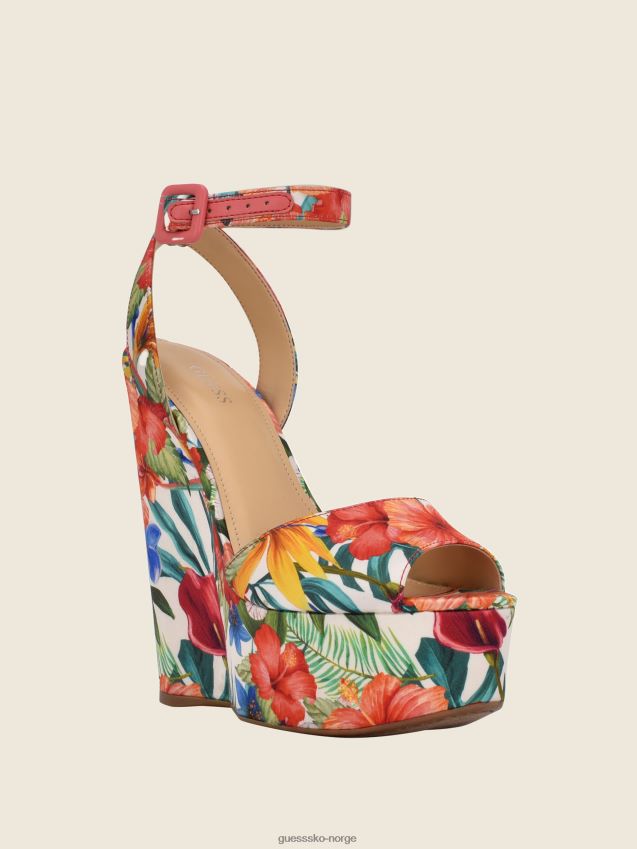 Guess mellomblå taraji-blomstrete ankelstroppene mellomblå kvinner F0LJ809984