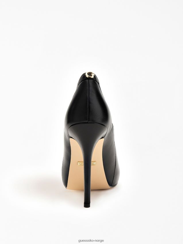 Guess svart civina peep-toe banesko i ekte skinn svart kvinner F0LJ805549