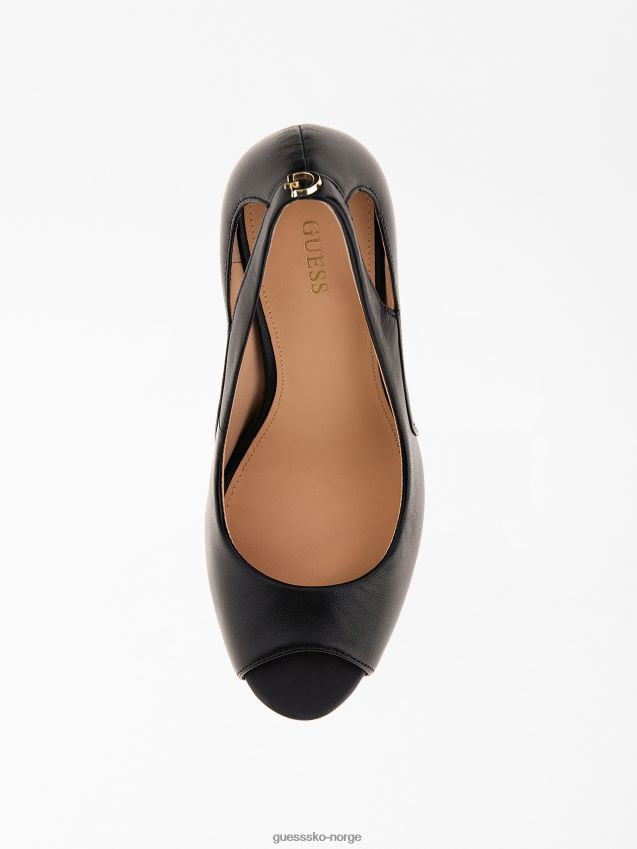 Guess svart civina peep-toe banesko i ekte skinn svart kvinner F0LJ805549