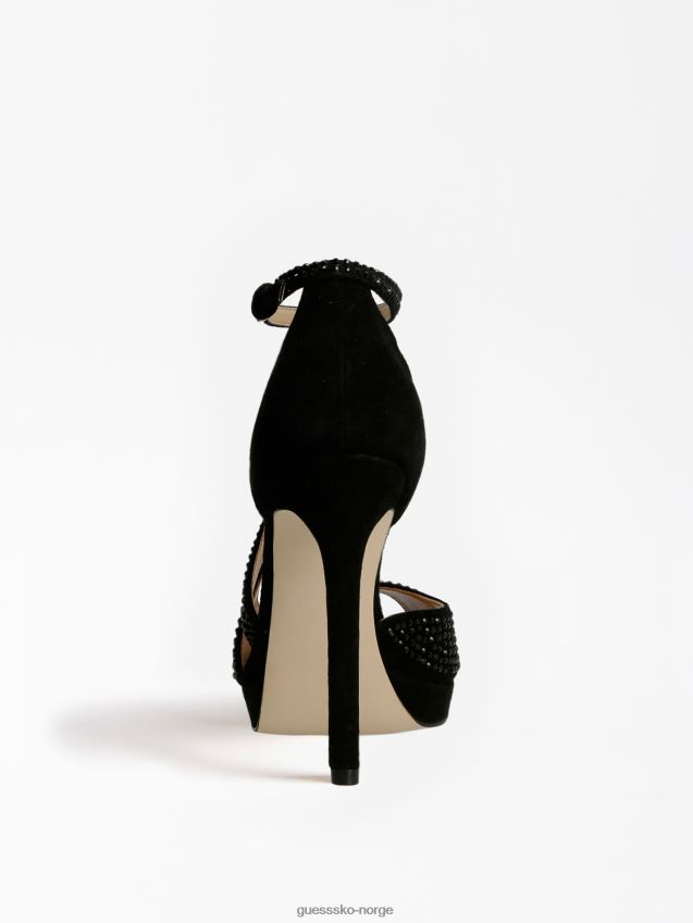 Guess svart finnee rhinestone peep-toe domstol sko svart kvinner F0LJ805977