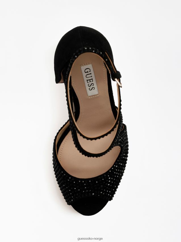 Guess svart finnee rhinestone peep-toe domstol sko svart kvinner F0LJ805977