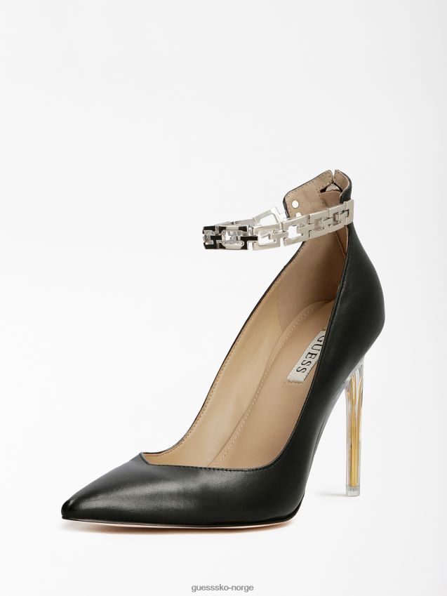 Guess svart stefie banesko i ekte skinn svart kvinner F0LJ806783