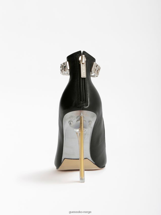 Guess svart stefie banesko i ekte skinn svart kvinner F0LJ806783