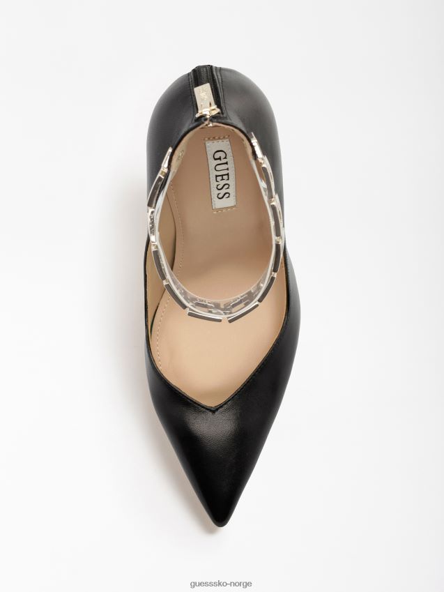Guess svart stefie banesko i ekte skinn svart kvinner F0LJ806783