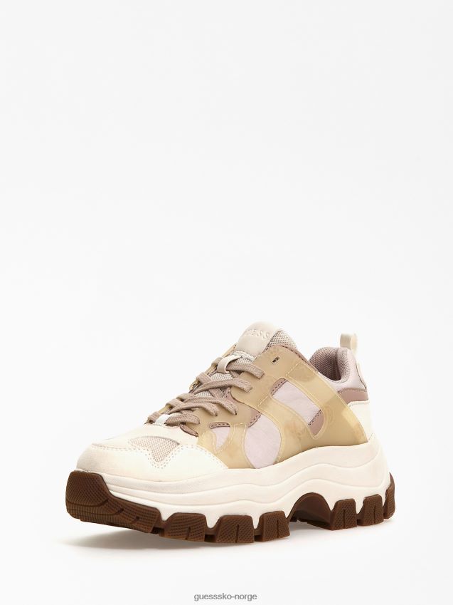 Guess beige brayjen løpesko med logoinnsats beige kvinner F0LJ805564