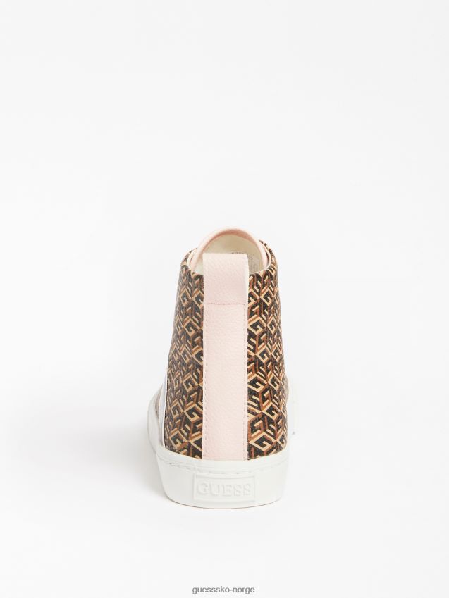 Guess brun elga-logo med høy toppsneaker brun kvinner F0LJ803711