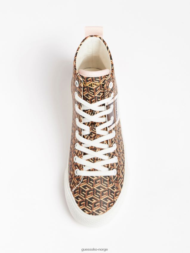 Guess brun elga-logo med høy toppsneaker brun kvinner F0LJ803711