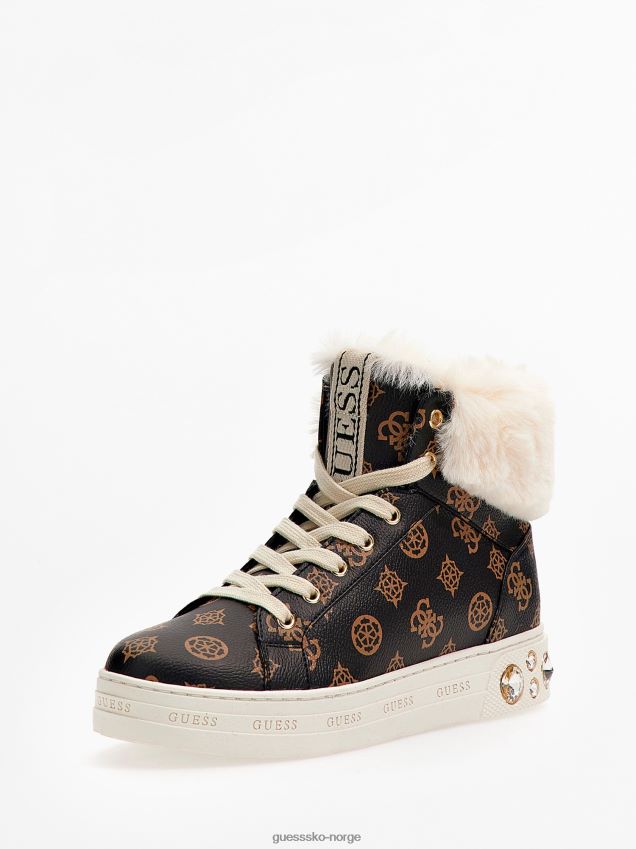 Guess fuskepels ruke high-top sneakers brune brun kvinner F0LJ805482