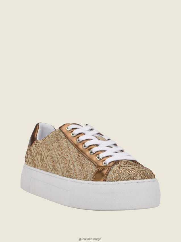 Guess gelsen rhinestone logo low-top sneakers bronse bronse kvinner F0LJ809949