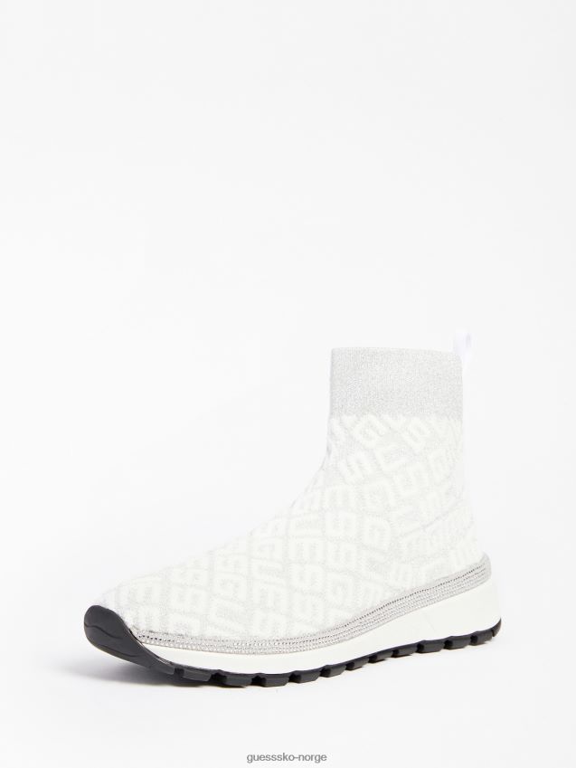 Guess høye sneakers i hvit strikket zyla-logo hvit kvinner F0LJ803609