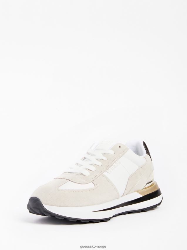 Guess jazet joggesko med semsket innsett hvit hvit kvinner F0LJ803613