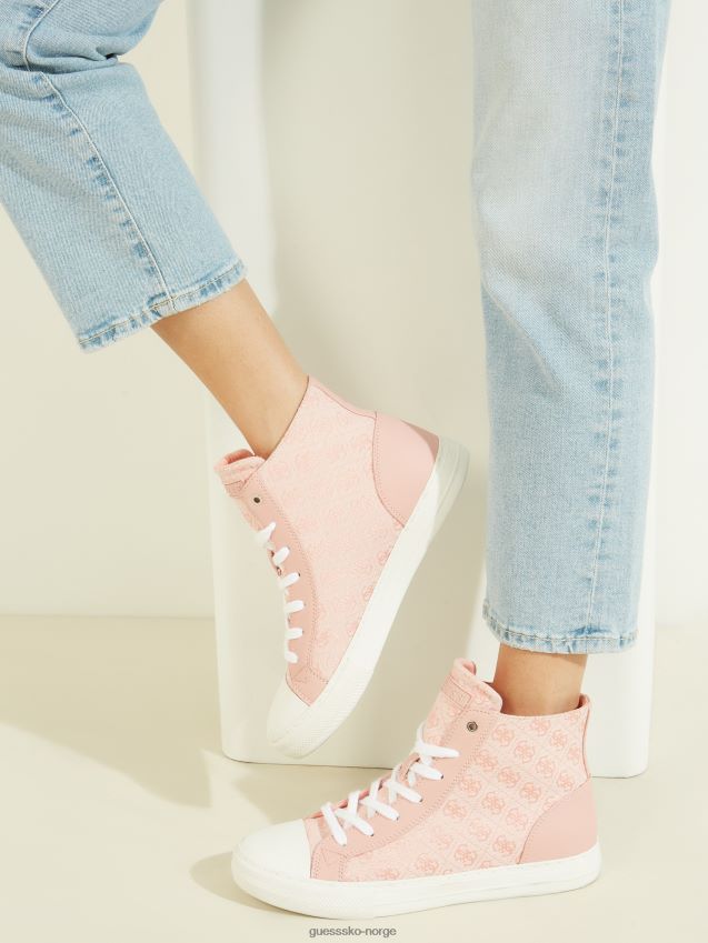 Guess lys rosa 680 power-logo med høye sneakers lys rosa 680 kvinner F0LJ809980