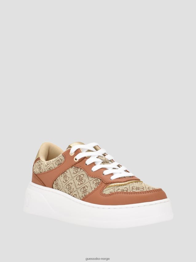 Guess middels brune cleva-logo med lave sneakers middels brun kvinner F0LJ809916