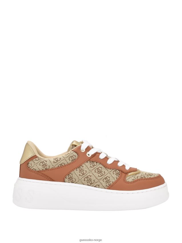 Guess middels brune cleva-logo med lave sneakers middels brun kvinner F0LJ809916