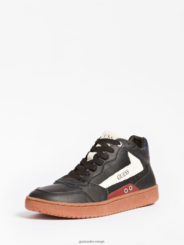 Guess pesaro høy-top sneaker i ekte skinn svart svart kvinner F0LJ806203
