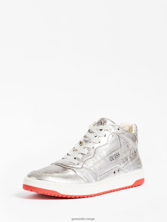 Guess pesaro laminert high-top sneaker sølv sølv kvinner F0LJ806586