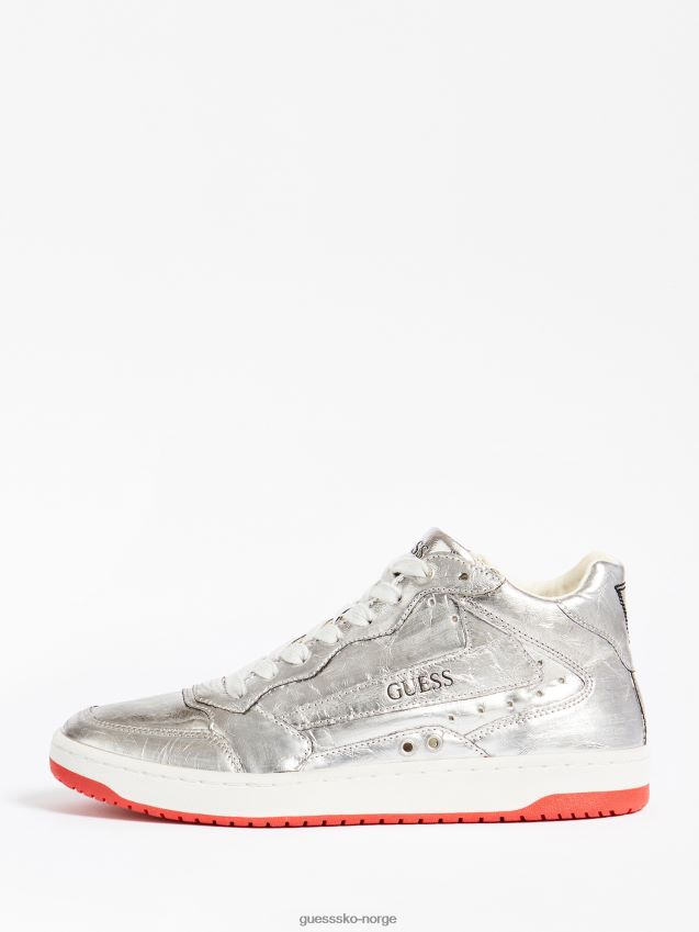 Guess pesaro laminert high-top sneaker sølv sølv kvinner F0LJ806586