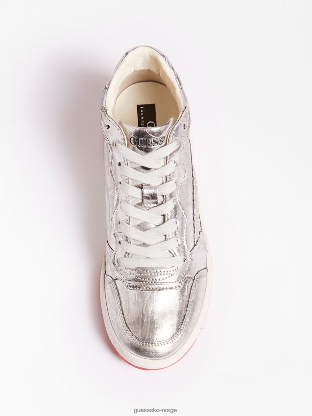 Guess pesaro laminert high-top sneaker sølv sølv kvinner F0LJ806586