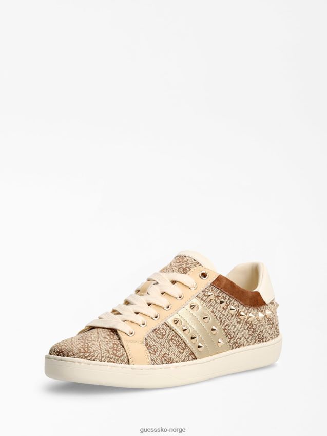 Guess raelin studded 4g logo sneaker beige beige kvinner F0LJ803477