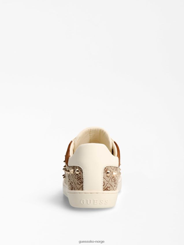 Guess raelin studded 4g logo sneaker beige beige kvinner F0LJ803477