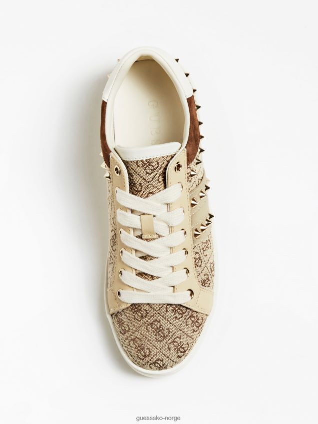Guess raelin studded 4g logo sneaker beige beige kvinner F0LJ803477