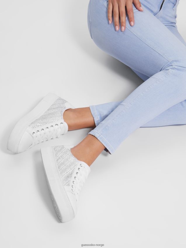 Guess sølv 040 gelsen rhinestone logo low-top joggesko sølv 040 kvinner F0LJ809931