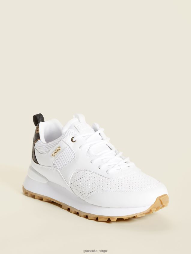 Guess selvie perforerte sneakers hvit/gull hvitt gull kvinner F0LJ809929