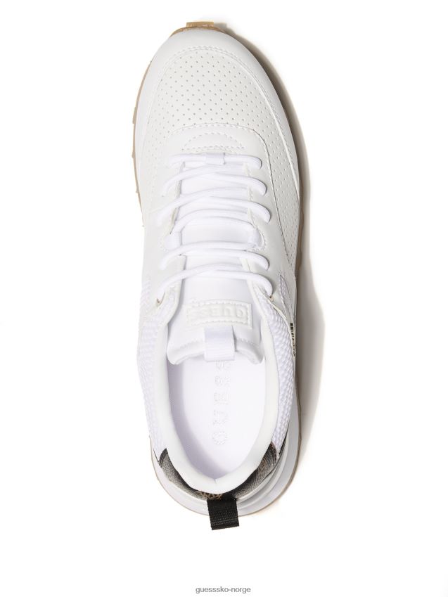 Guess selvie perforerte sneakers hvit/gull hvitt gull kvinner F0LJ809929