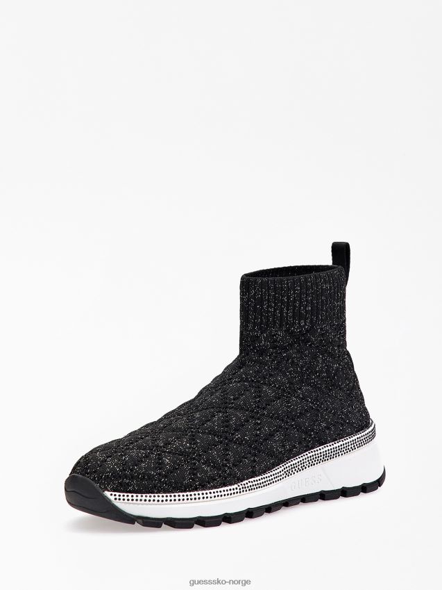Guess strikkede zyla high-top sneakers svarte svart kvinner F0LJ803830