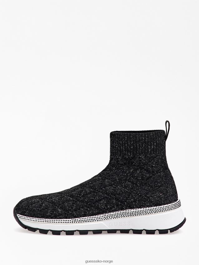 Guess strikkede zyla high-top sneakers svarte svart kvinner F0LJ803830