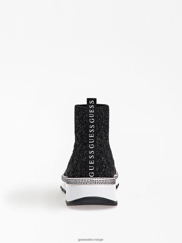 Guess strikkede zyla high-top sneakers svarte svart kvinner F0LJ803830
