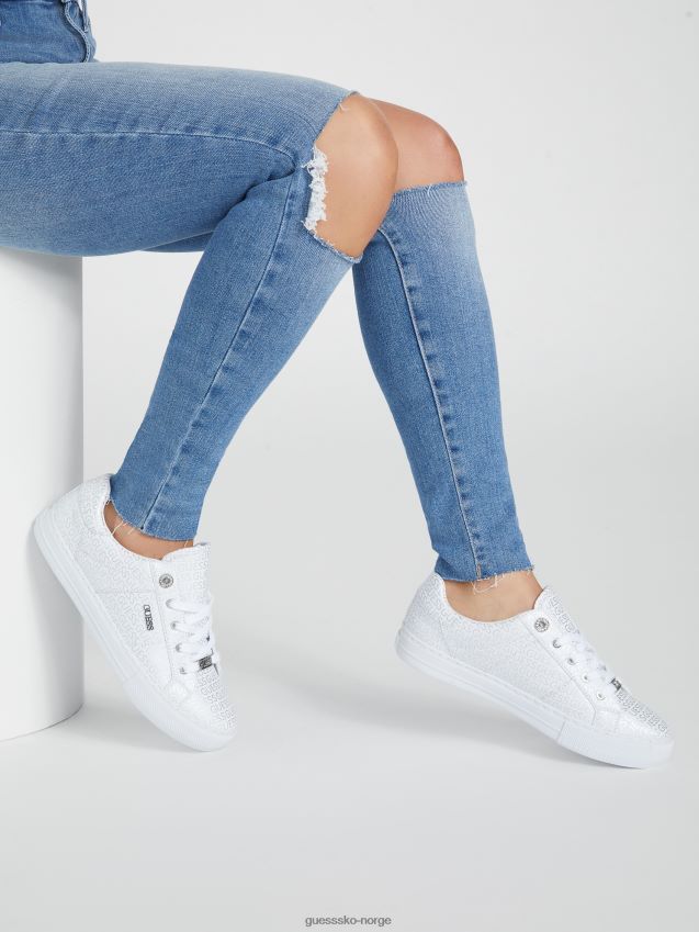 Guess striperød touch-look på lave sneakers i imitert skinn stripe rød touch kvinner F0LJ807516