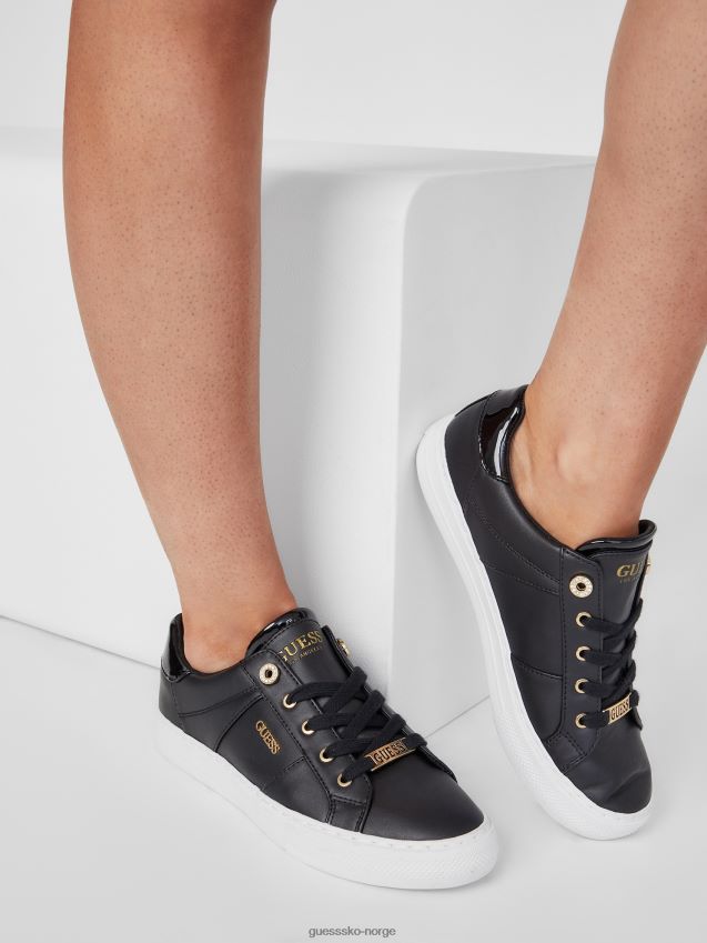 Guess svart1 se på lave sneakers i imitert skinn svart 1 kvinner F0LJ807456