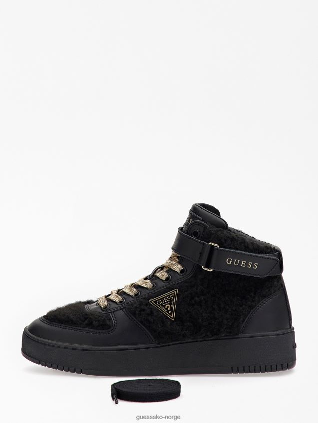 Guess svart fuskepels vyves high-top joggesko svart kvinner F0LJ803806