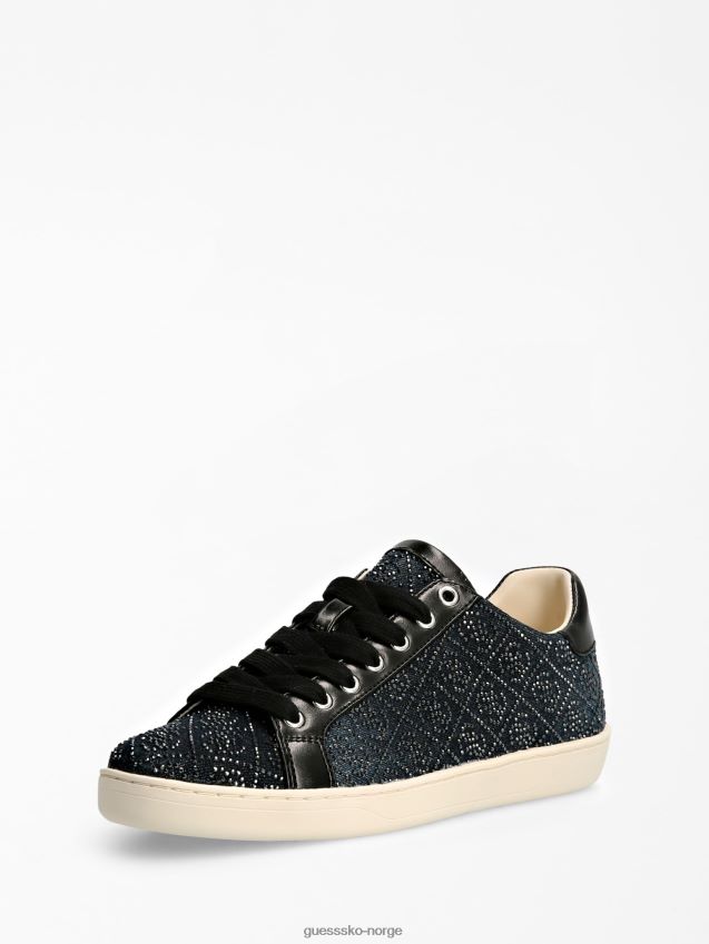 Guess svart rosalia rhinestone denim sneaker svart kvinner F0LJ803857