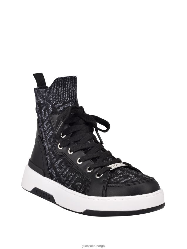 Guess svart stoff manney strikket logo high-top joggesko svart stoff kvinner F0LJ809937