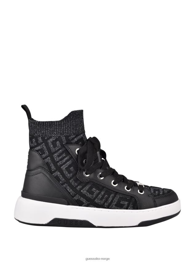 Guess svart stoff manney strikket logo high-top joggesko svart stoff kvinner F0LJ809937
