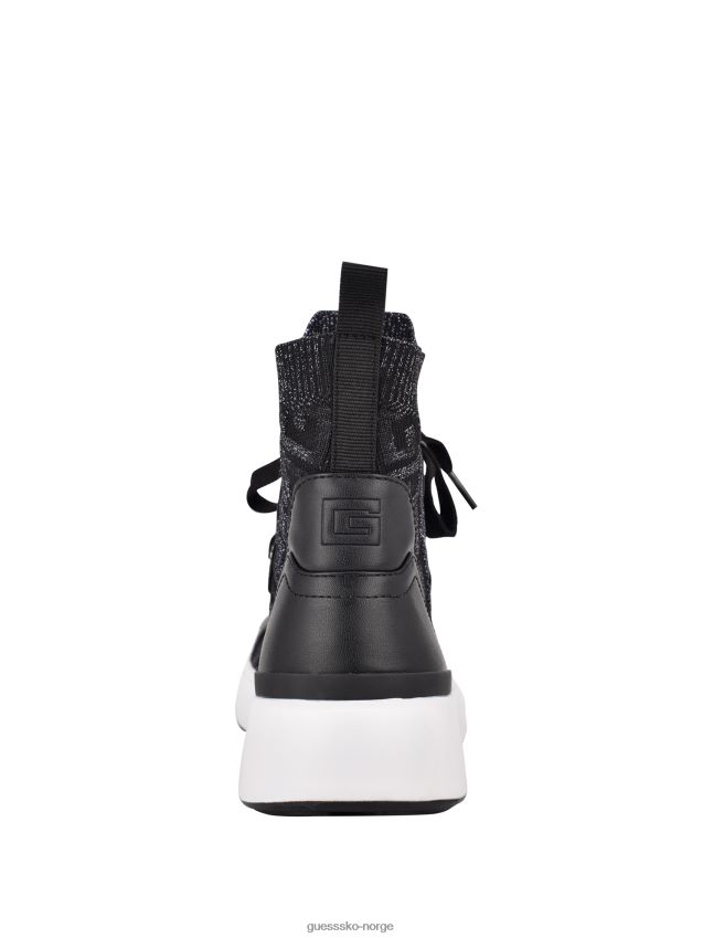 Guess svart stoff manney strikket logo high-top joggesko svart stoff kvinner F0LJ809937