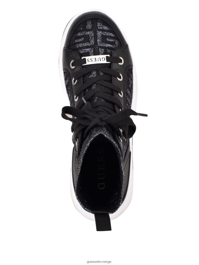 Guess svart stoff manney strikket logo high-top joggesko svart stoff kvinner F0LJ809937