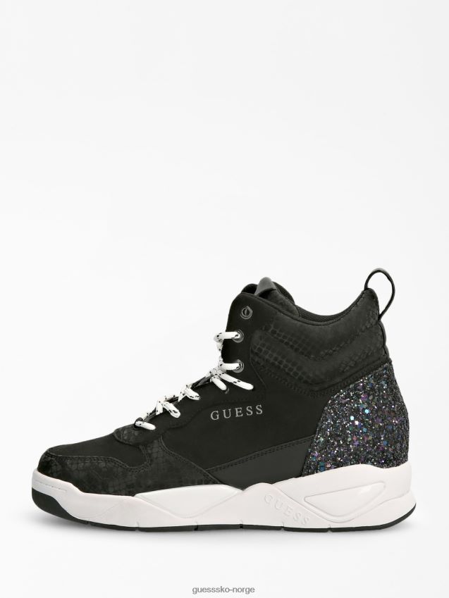 Guess tett semsket high-top sneaker svart multi svart multi kvinner F0LJ806666
