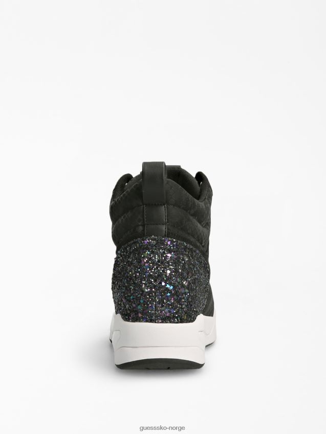 Guess tett semsket high-top sneaker svart multi svart multi kvinner F0LJ806666
