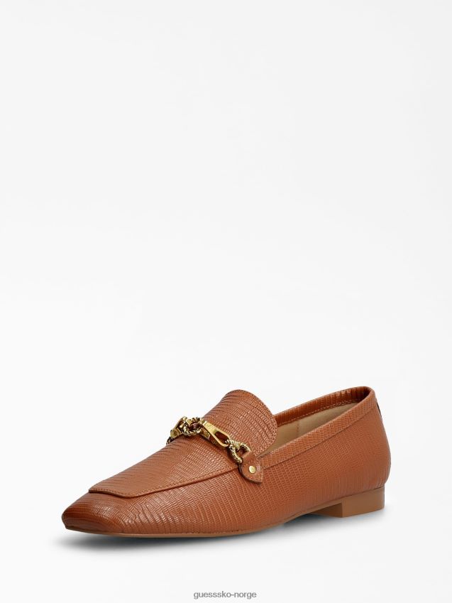 Guess brun marta loafer i ekte skinn brun kvinner F0LJ805498