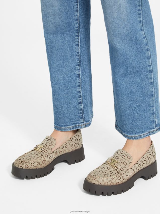 Guess endelig logo chunky plattform loafers lt brun Den er brun kvinner F0LJ807535