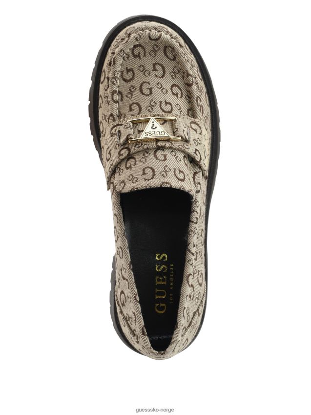 Guess endelig logo chunky plattform loafers lt brun Den er brun kvinner F0LJ807535