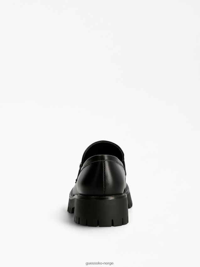 Guess ilary loafer i ekte skinn svart svart kvinner F0LJ805604
