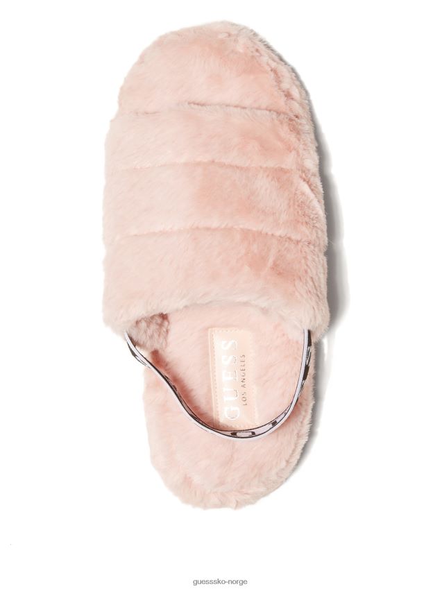 Guess liddie tøfler i fuskepels blush rødme kvinner F0LJ807446