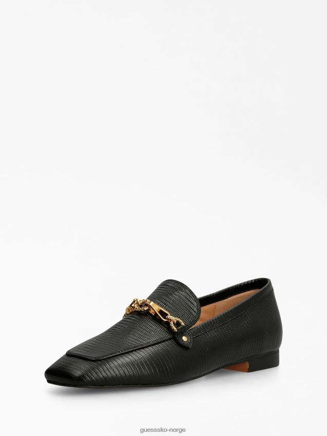 Guess marta loafer i ekte skinn svart svart kvinner F0LJ803827