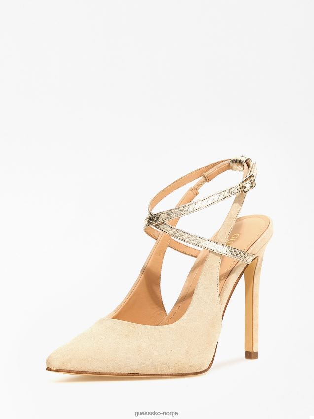Guess beige slingback i amazie semsket skinnblanding beige kvinner F0LJ805561