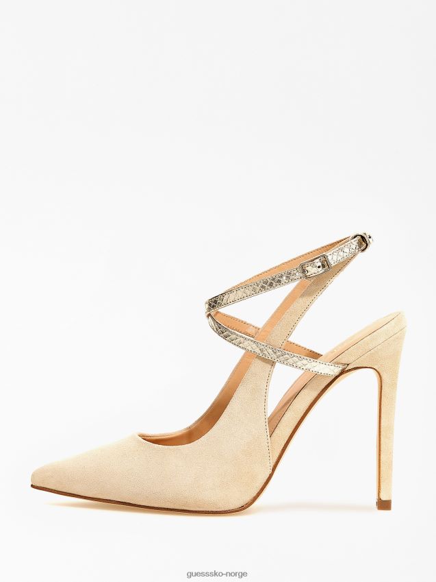 Guess beige slingback i amazie semsket skinnblanding beige kvinner F0LJ805561