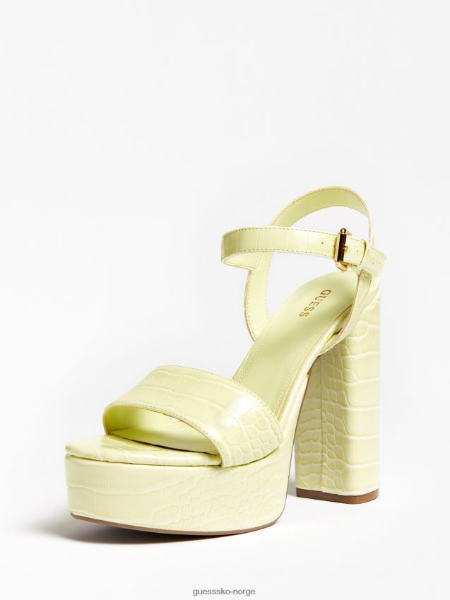 Guess gabela sandal med krokodilletrykk gul gul kvinner F0LJ803909